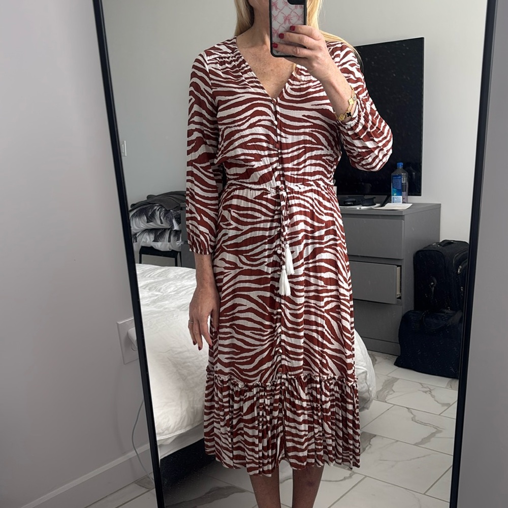 VERONICA BEARD zebra print brown /ivory dress or swim cover-up size small
